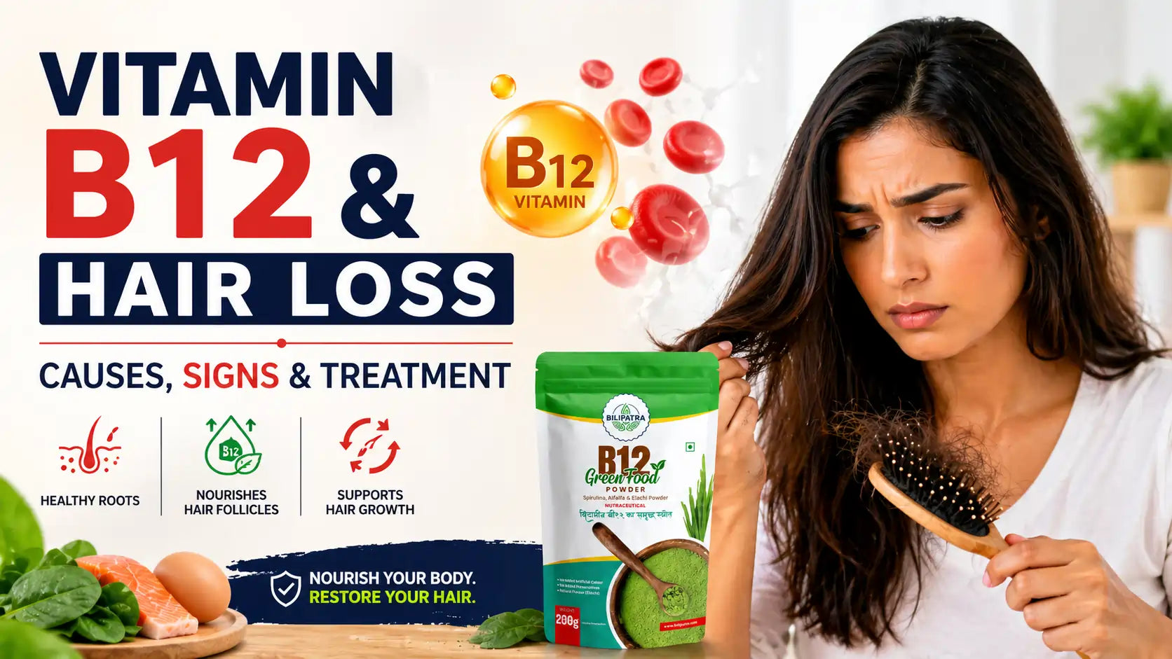 Vitamin B12 and Hair Loss: Symptoms, Causes & Treatment