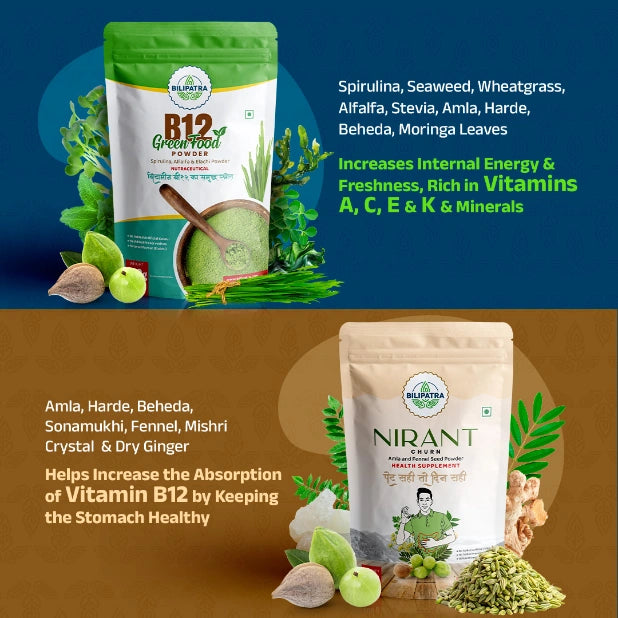 B12 Greenfood and Nirant Churn Combo: Plant-Based Nutritional Support for Vitamin B12 & Digestive Wellness